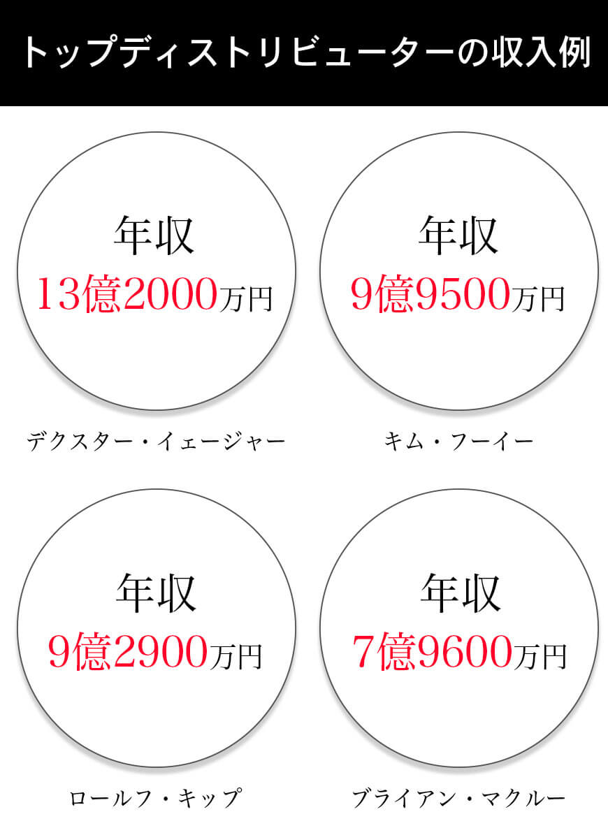  トップディストリビューターの収入例